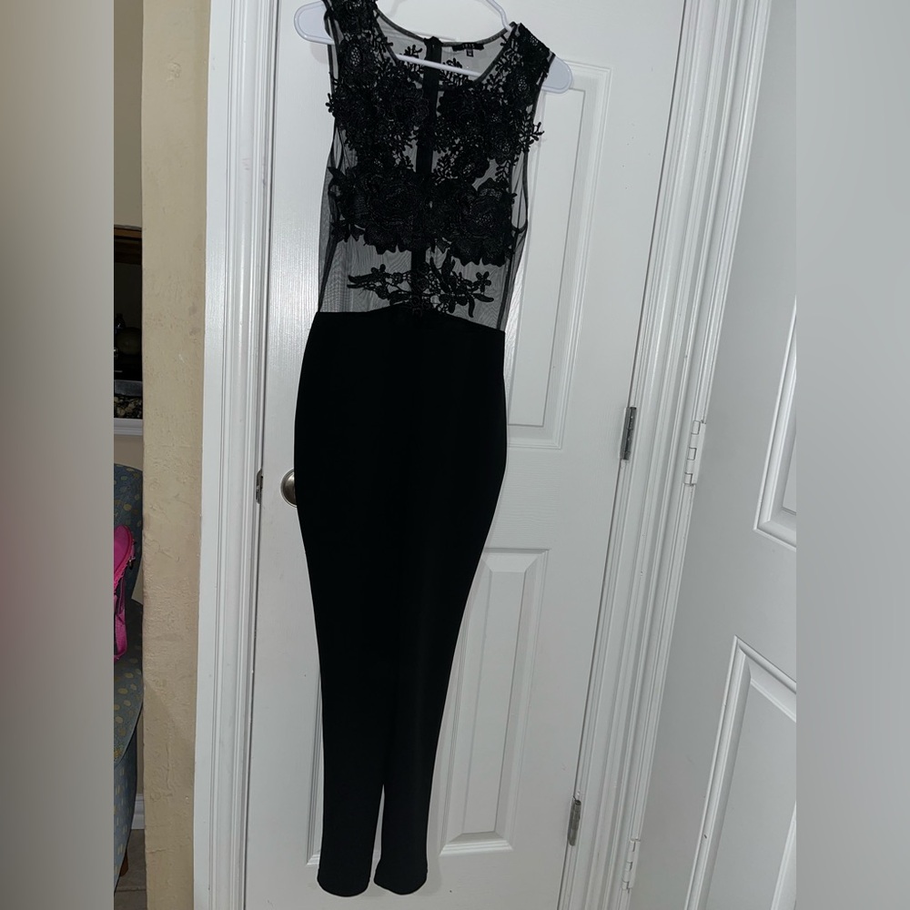 Iris Black Sheer Lace Jumpsuit